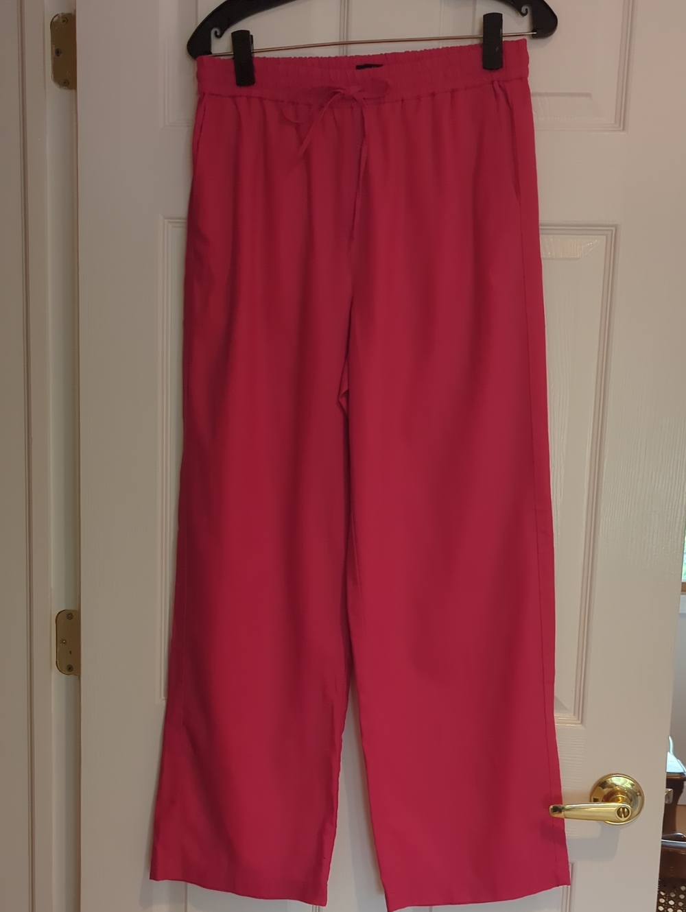 J. Crew Hot Pink Linen Cottan Wide-Leg Drawstring Pants